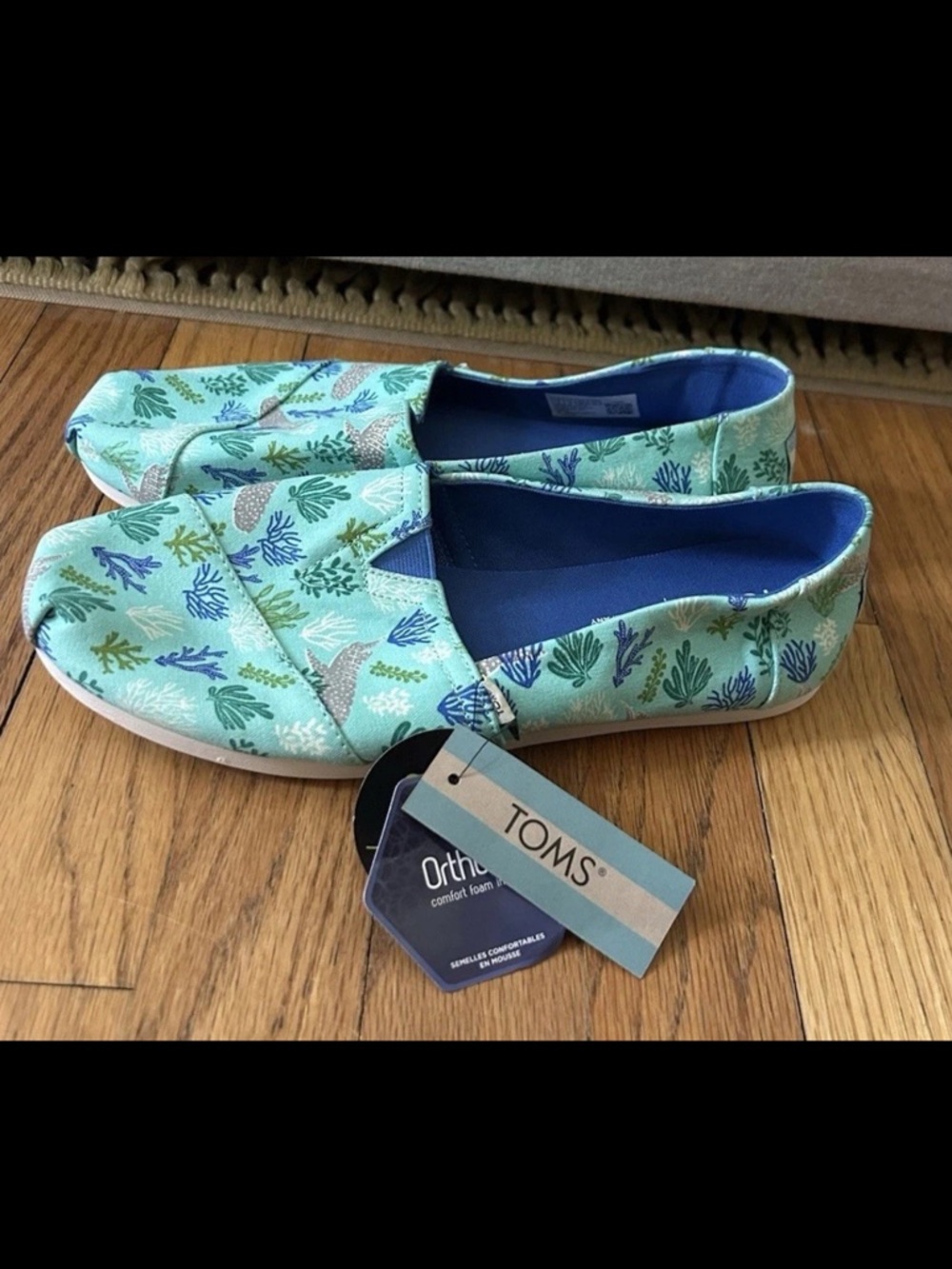 TOMS Women’s Size 8 Alpargata Aruba Blue Whale Shark Print Shoes NWT